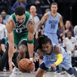 NBA, 篮球 - 杰森-塔图姆砍下39分，带领凯尔特人队战胜灰熊队，他说膝盖在比赛结束后没有问题